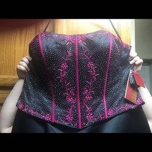 Floor length strapless fitted bodice